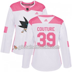San Jose Sharks Hockeydrakt Logan Couture 39 2017-2018 Hvit Rosa Fashion Adidas Authentic - Dame